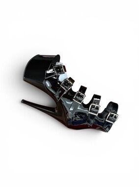 Black Patent Strappy High Heel Sandal